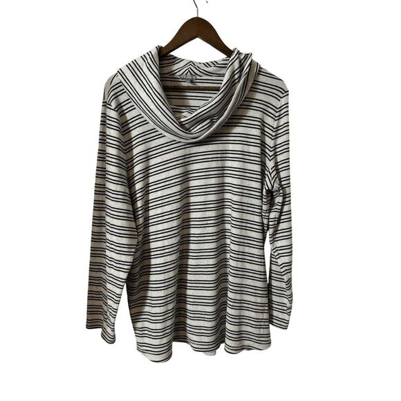 Talbots Sweater Womens 2x‎ Pullover Cowl Neck Grey Stripe Plus Ladies - Picture 1 of 5